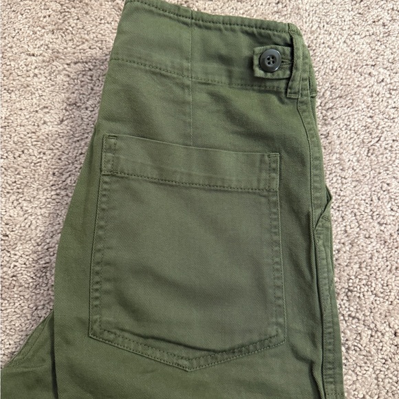 Zara Wide Leg Pants Women size 4 Olive Green Premium Denim Collection Buckle - Picture 10 of 11